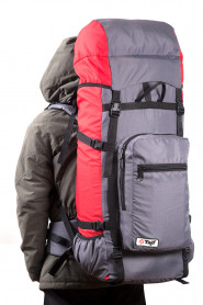 Рюкзак туристический Оптимал 2, серо-красный, 90 л, ТАЙФ