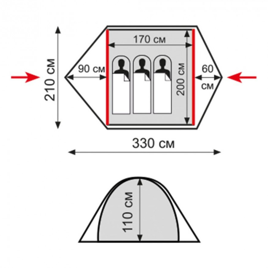 Палатка Tramp Ranger 3 (V2), зелёный