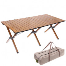 Стол кемпинговый складной, 114*59*43 см, цвет: светлое дерево, каркас алюминий